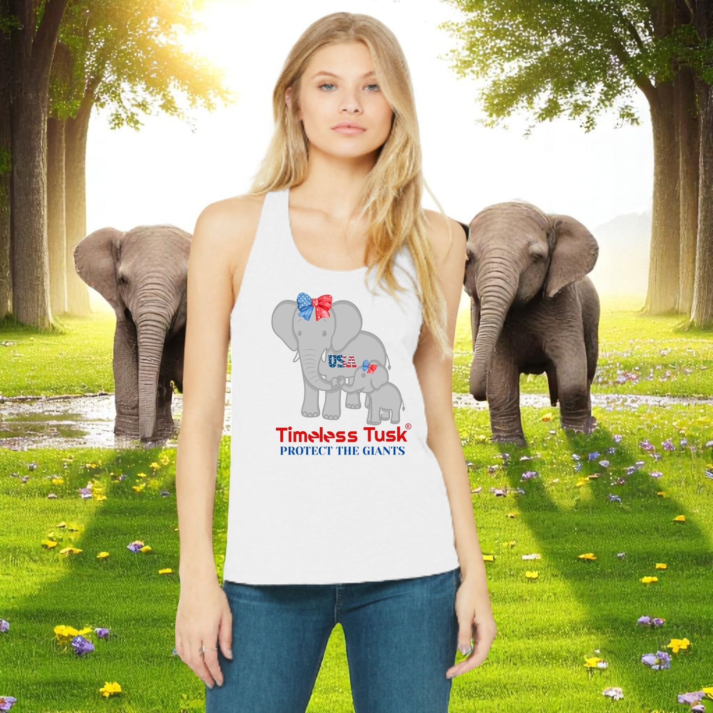 Patriotic Elephant Tank Top – Protect the Giants USA Summer Shirt