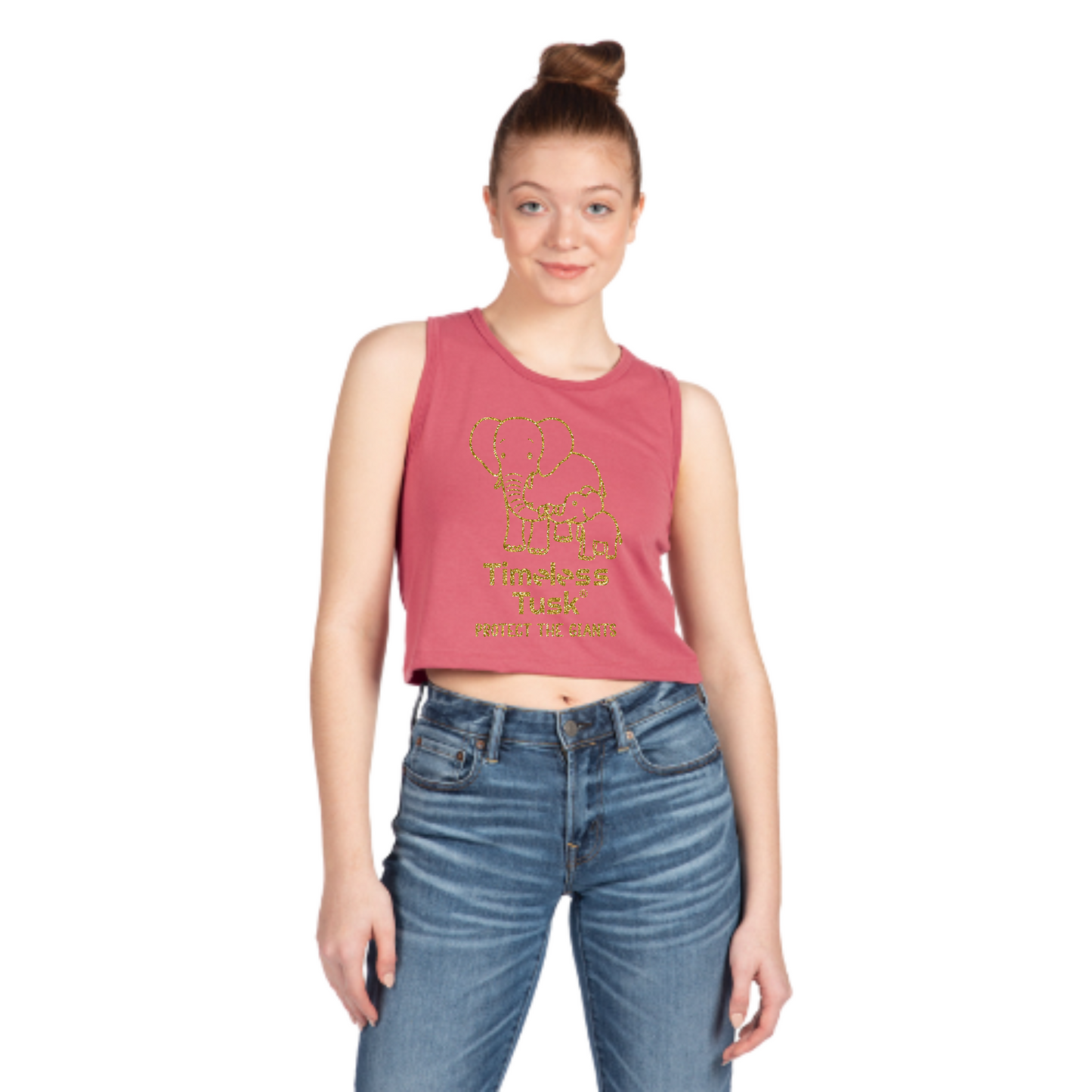 Gold Glitter Elephant Crop Top Protect the Giants Half Shirt