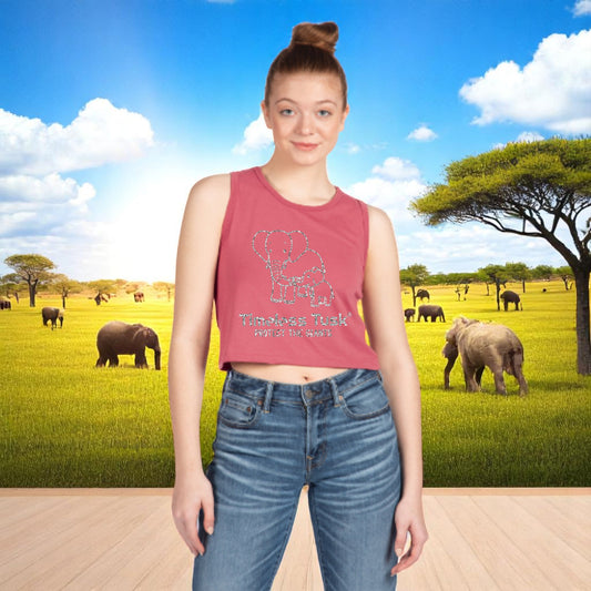 Silver Glitter Elephant Crop Top Protect the Giants Half Shirt