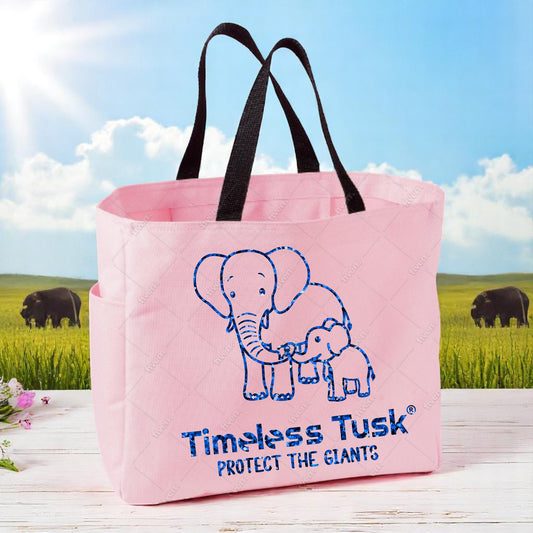 Blue Glitter Elephant Tote Bag 