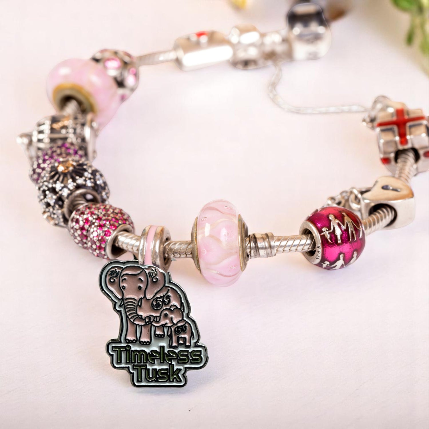 Timeless Tusk Elephant Charm for conservation message