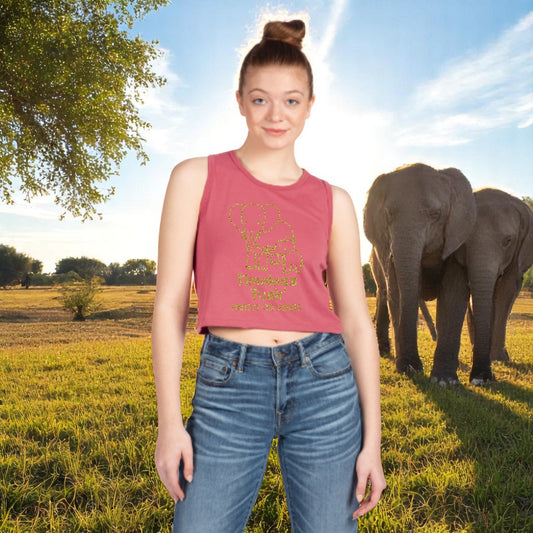 Gold Glitter Elephant Crop Top Protect the Giants Half Shirt