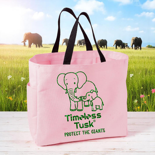 Green Glitter Elephant Tote Bag 
