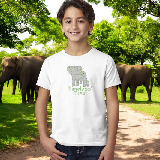 Youth White St Patrick's Day Shamrock Elephant Conservation Tee 