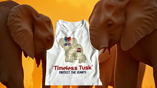 White Patriotic Elephant Crop Top Protect the Giants Half Shirt