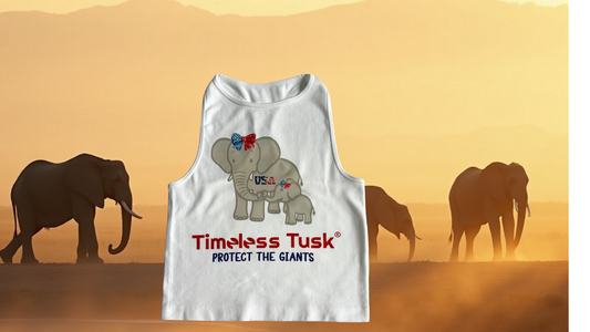 White Patriotic Elephant Crop Top Protect the Giants Half Shirt