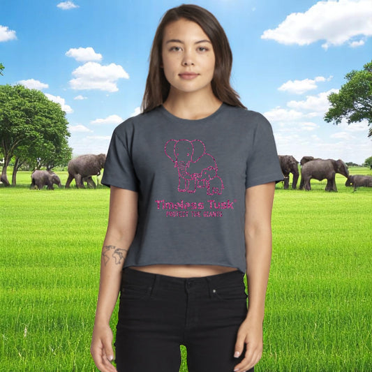 Pink Glitter Elephant Crop Top Stonewash Sage Green Protect the Giants Tee
