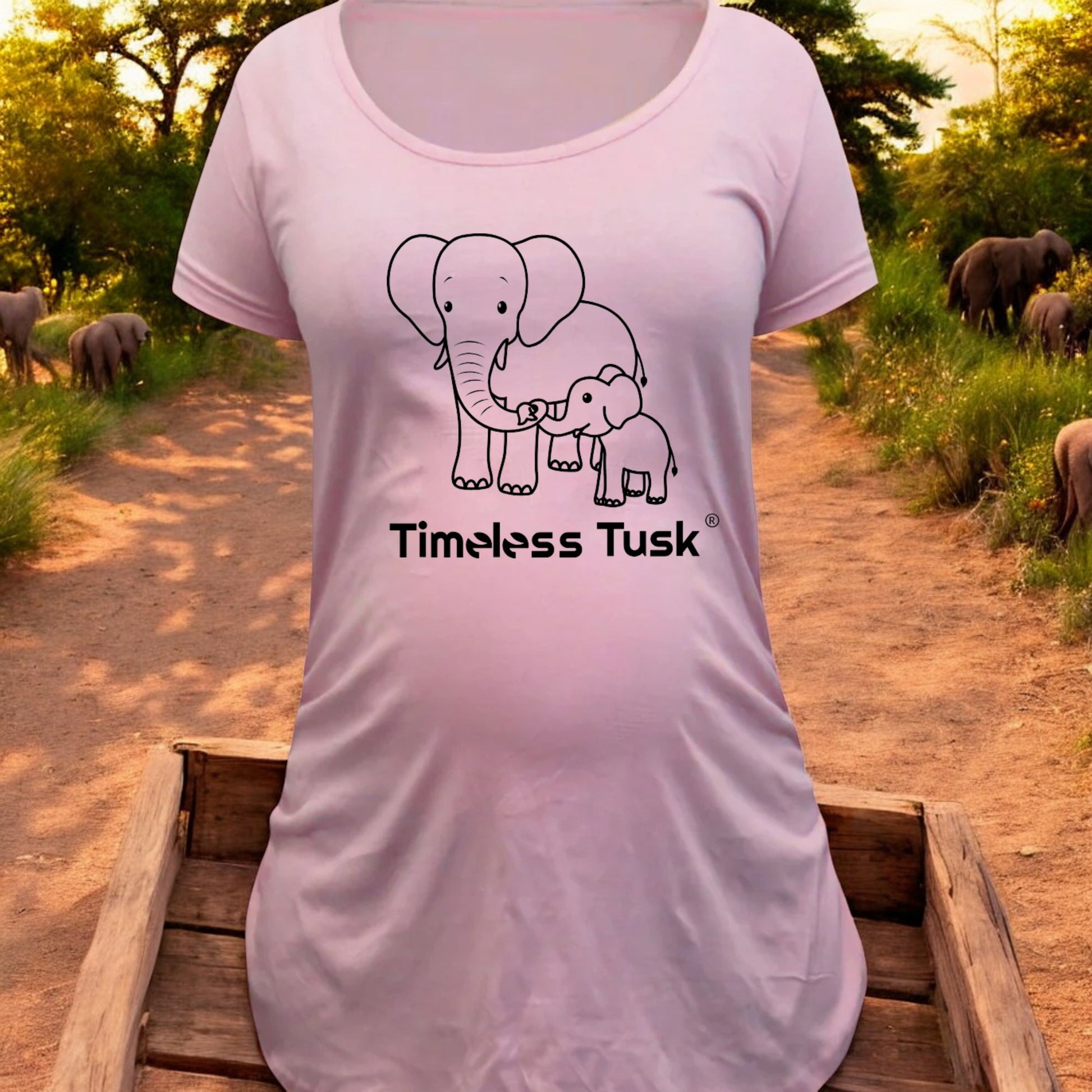support conservation and save the elephants with timeless tucks pink maternity t shirt 